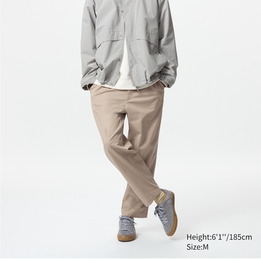Uniqlo Men's Cotton Relaxed Ankle Pants in beige, size M.